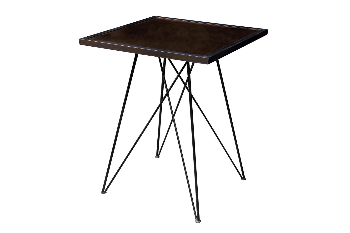 Modern wooden table with steel legs. photo