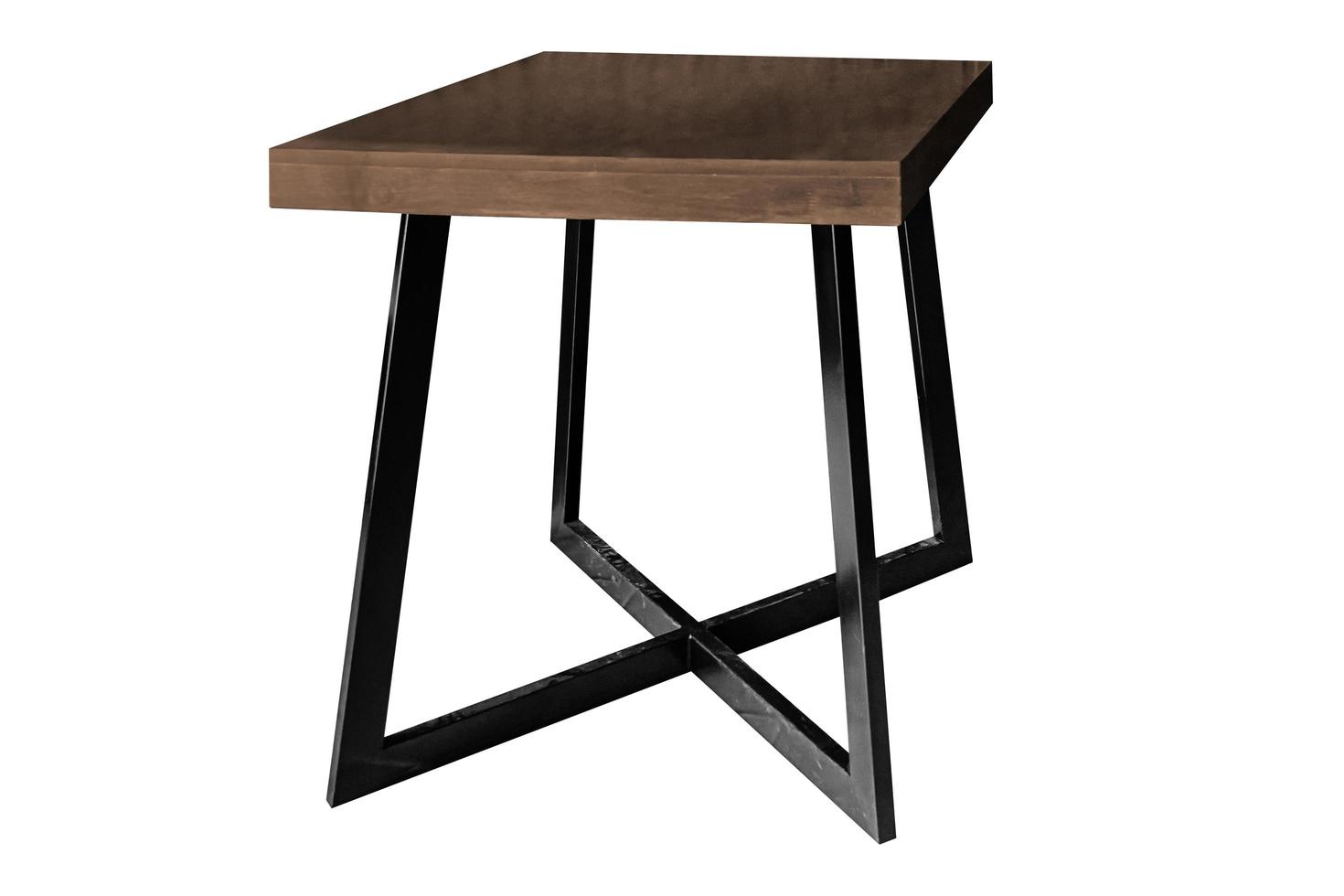 Modern wooden table with steel legs. photo