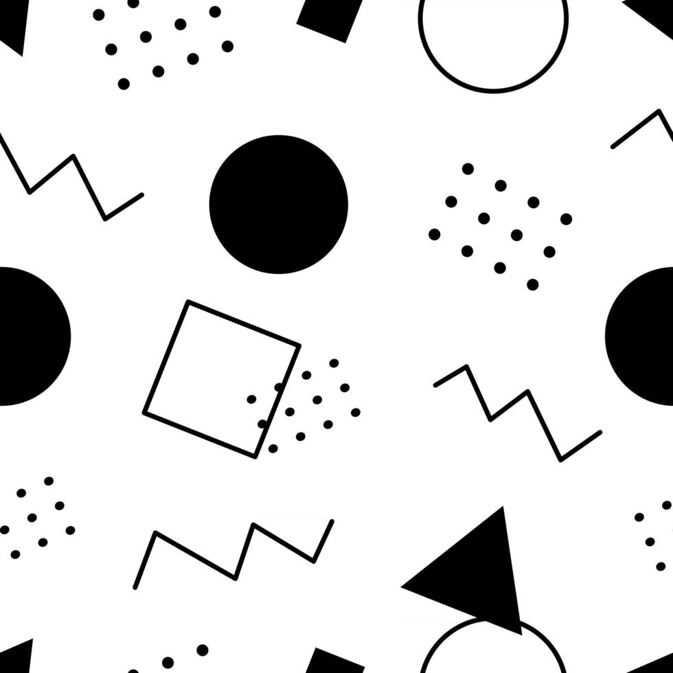 Seamless pattern, various geometric shapes on a white background vector
