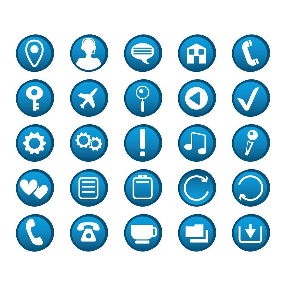 Selection of round business icons on white background - Vector
