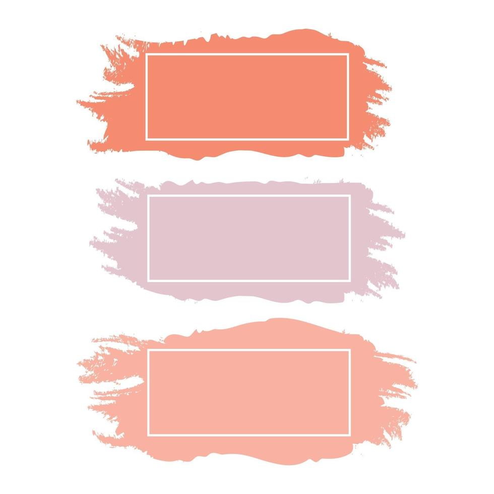 Three colored paint strokes with frame and place for text - Vector