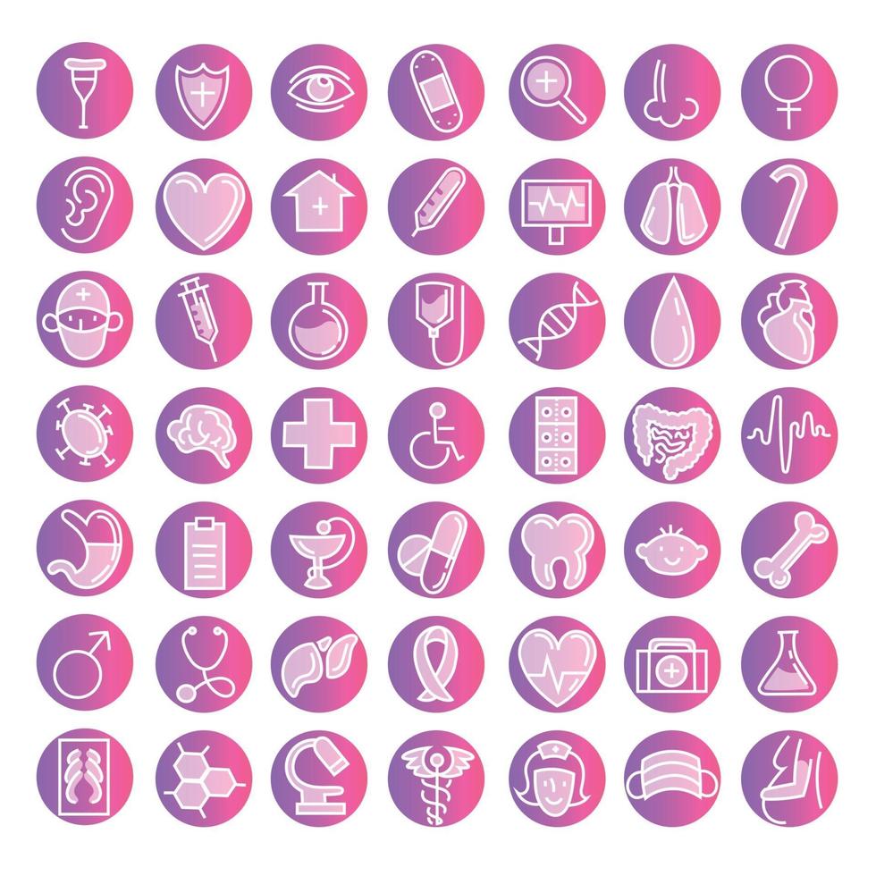 Selection of medical icons on white background - Vector