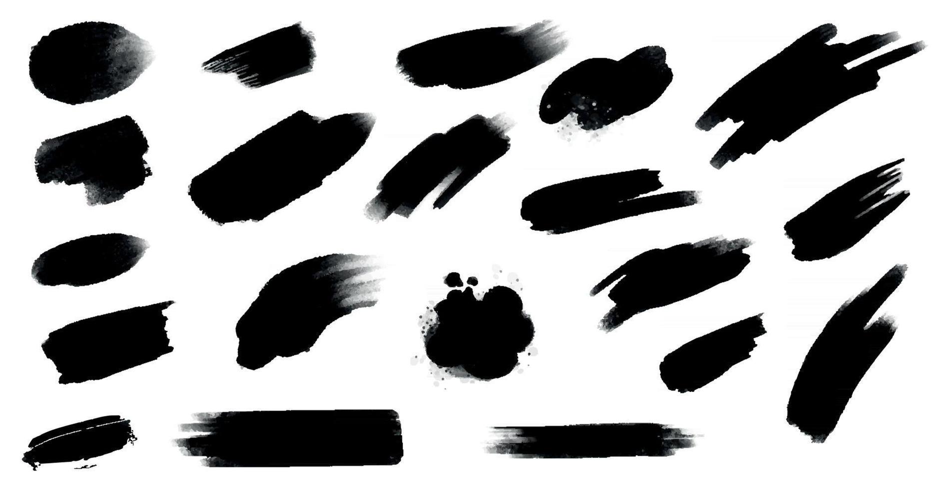 Different strokes of black paint on a white background - Vector