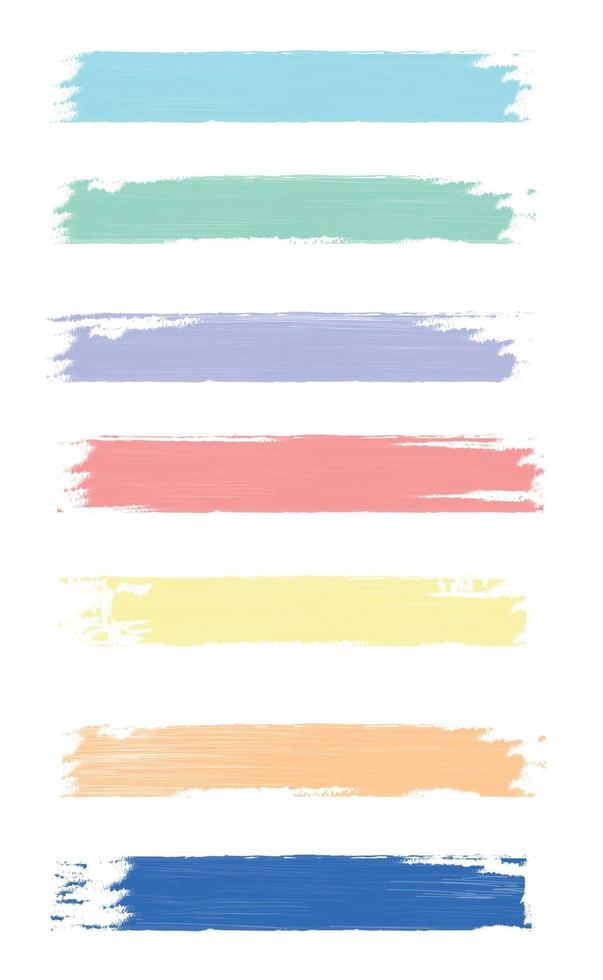 Various strokes of color paint on white background - Vector