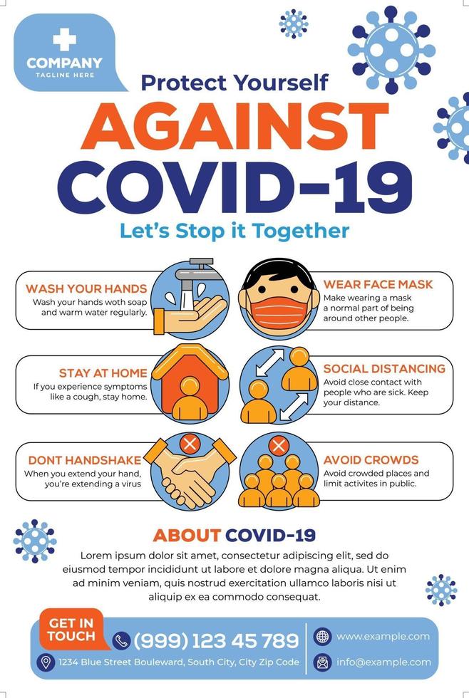 Covid-19 Poster in Flat Design Style. Coronavirus Campaign. vector