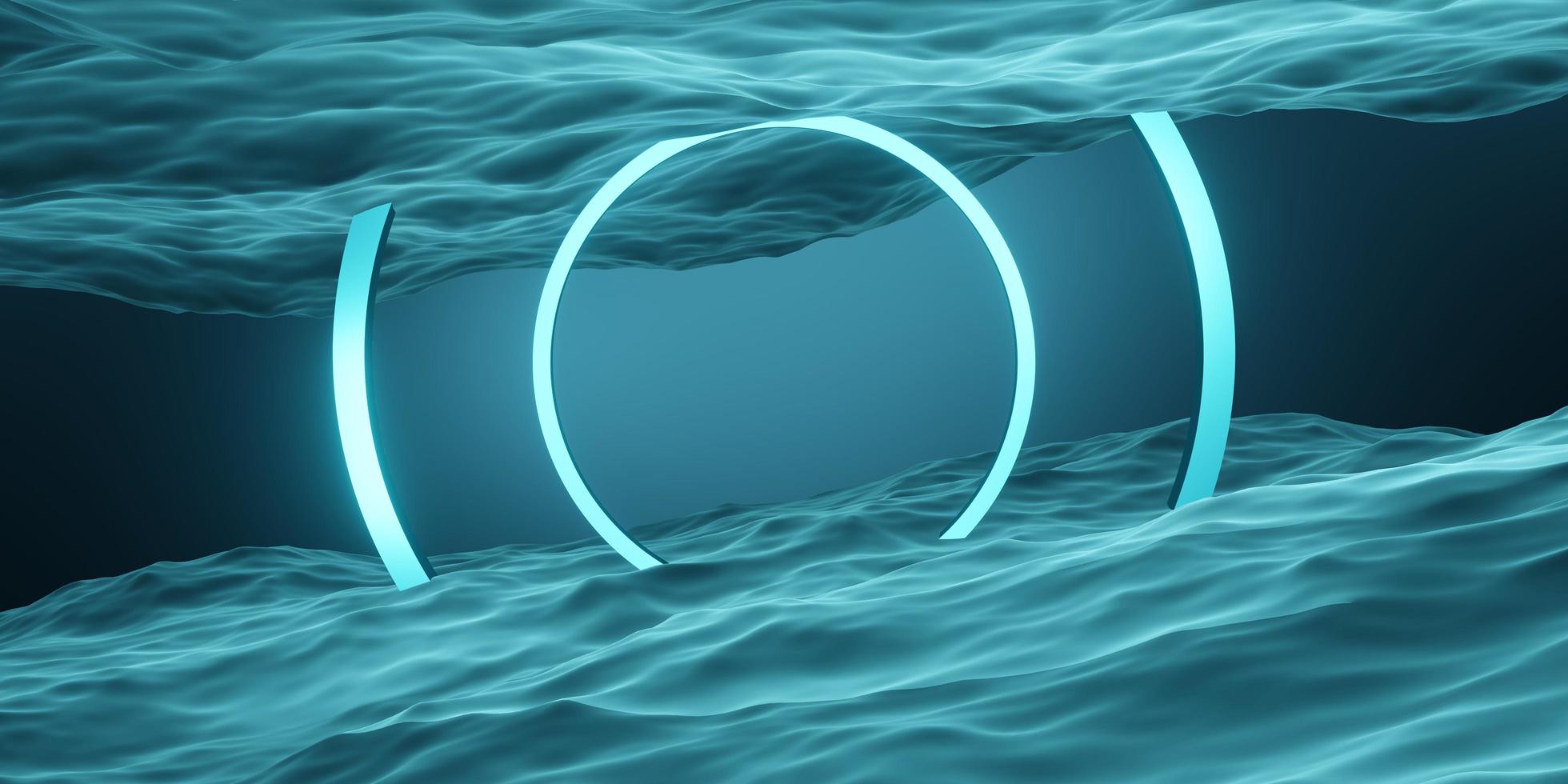 marco de círculo y anillo de escena de estudio geométrico de superficie de agua foto
