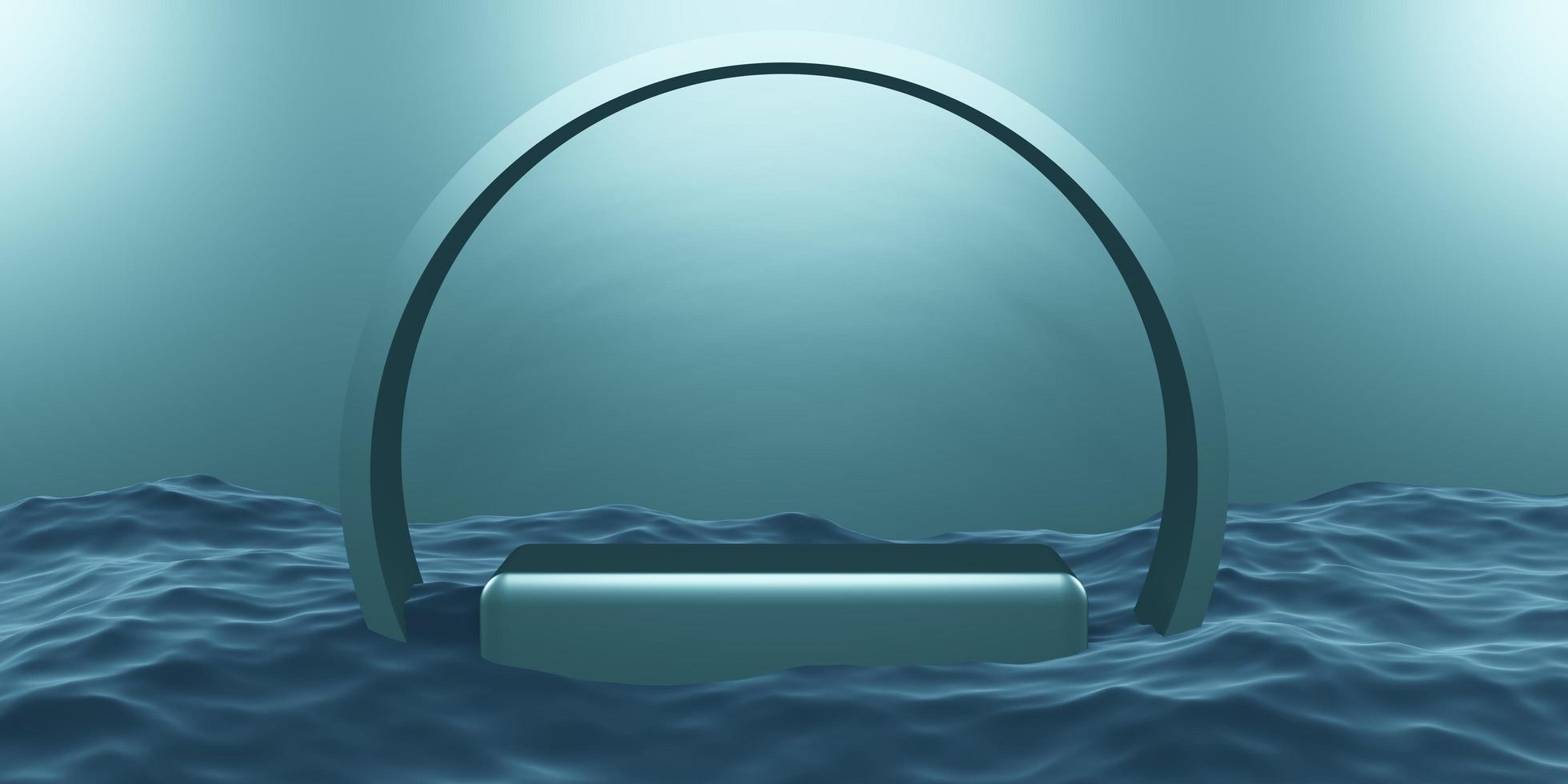 stage product podium stage blue on the water 3d illustration photo