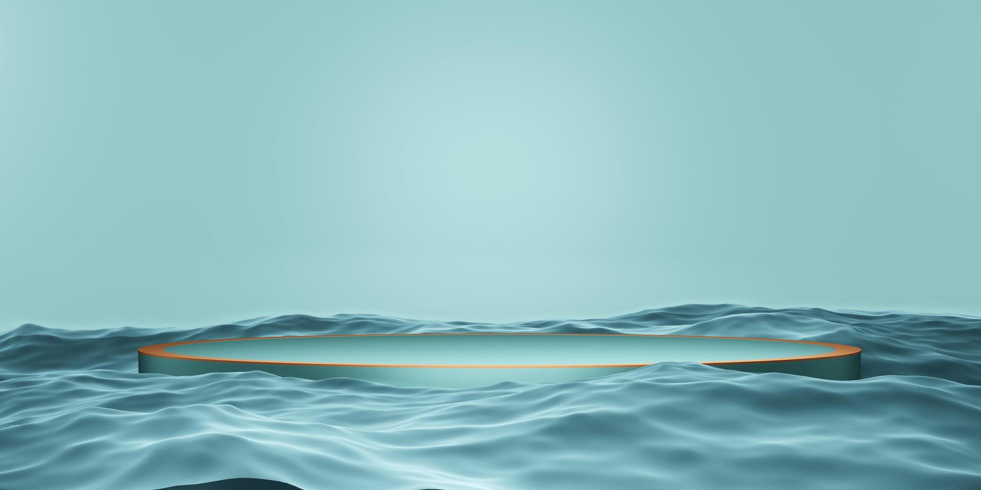 stage product podium stage blue on the water 3d illustration photo