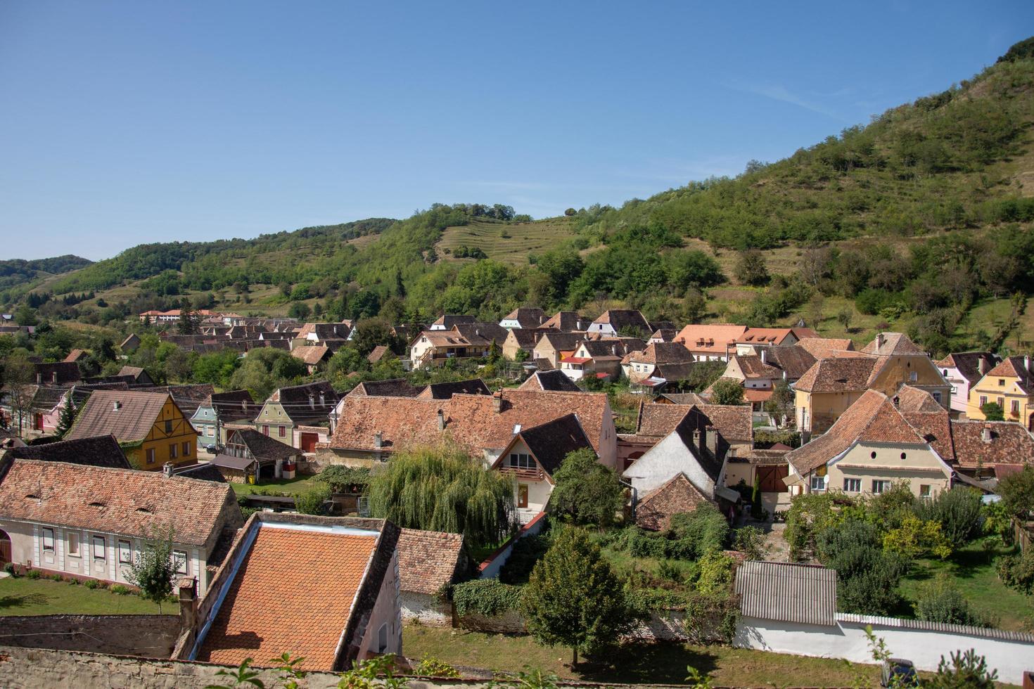 biertan, sibiu, rumania, 2020, vista panorámica desde la torre foto