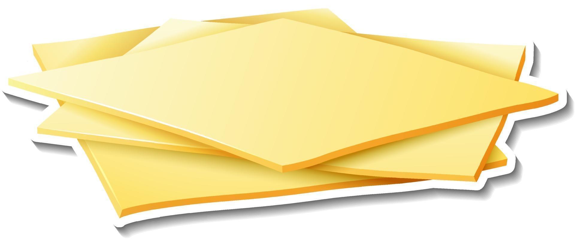 Slices of cheese sticker on white background vector