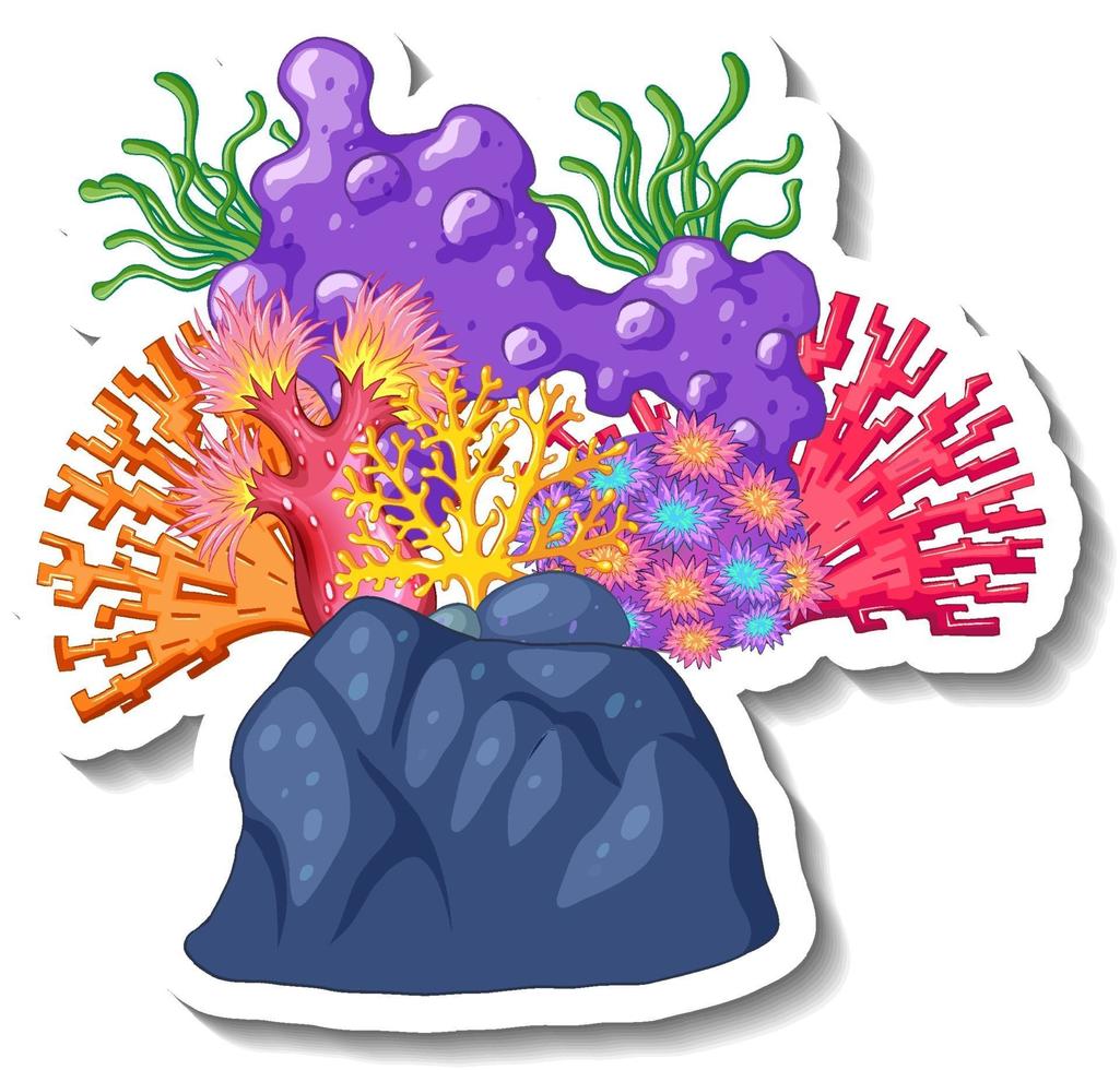 A sticker template with Coral sea element isolated 3045925 Vector Art