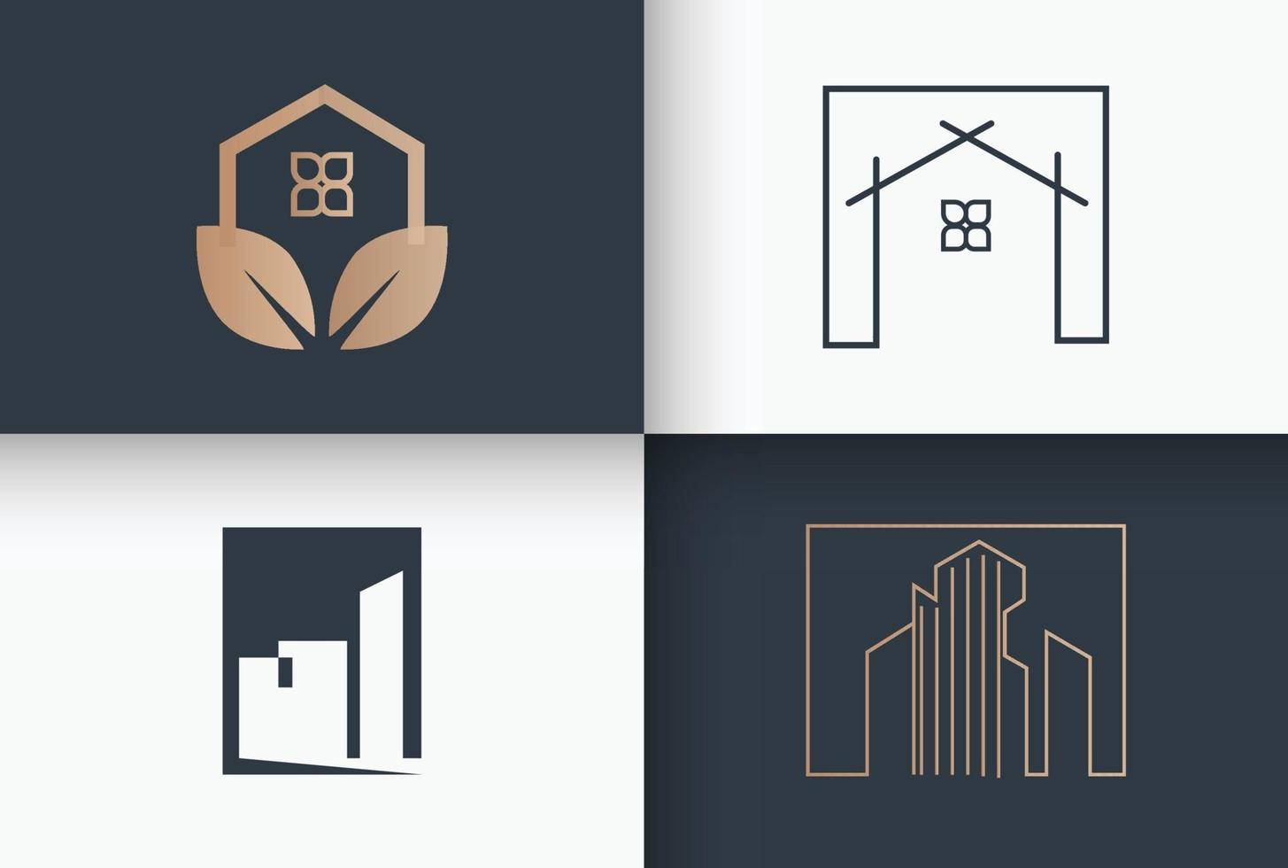 conjunto de logotipos de bienes raíces y construcción vector