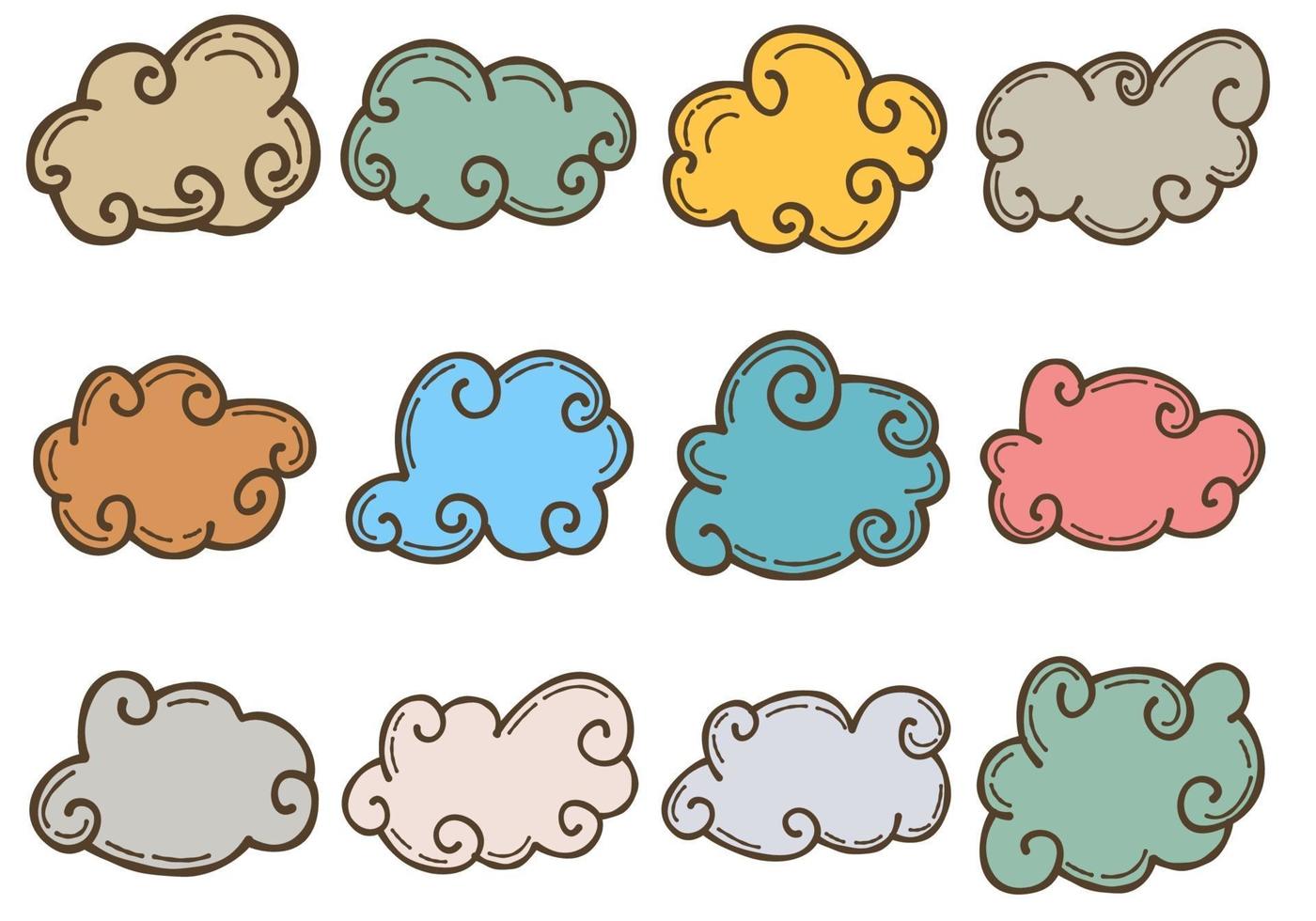 Vintage Cloud Doodle Set vector