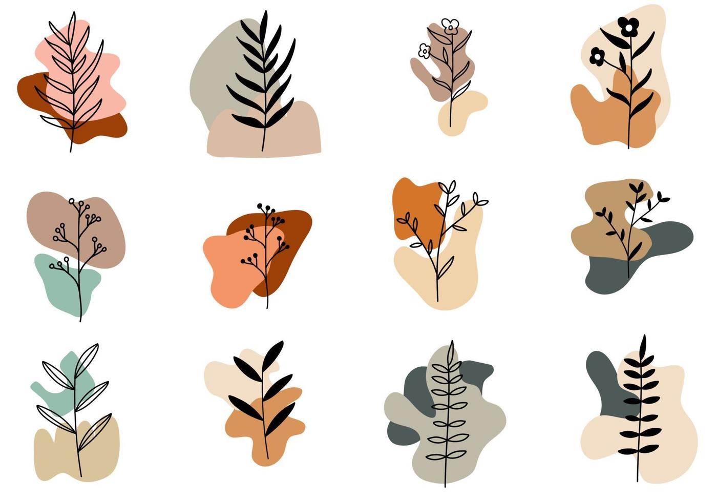 Boho Plant Art And Abstract Shape vector