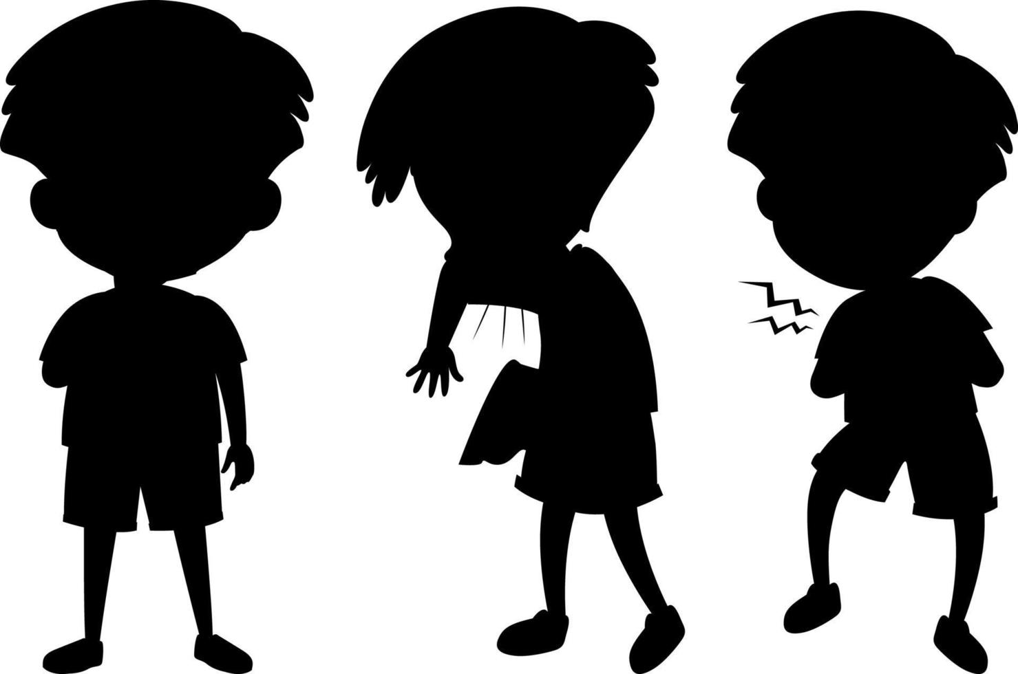 Cartoon character of kids silhouette on white background vector