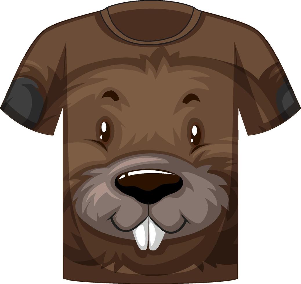 Front of t-shirt with faceof beaver pattern vector