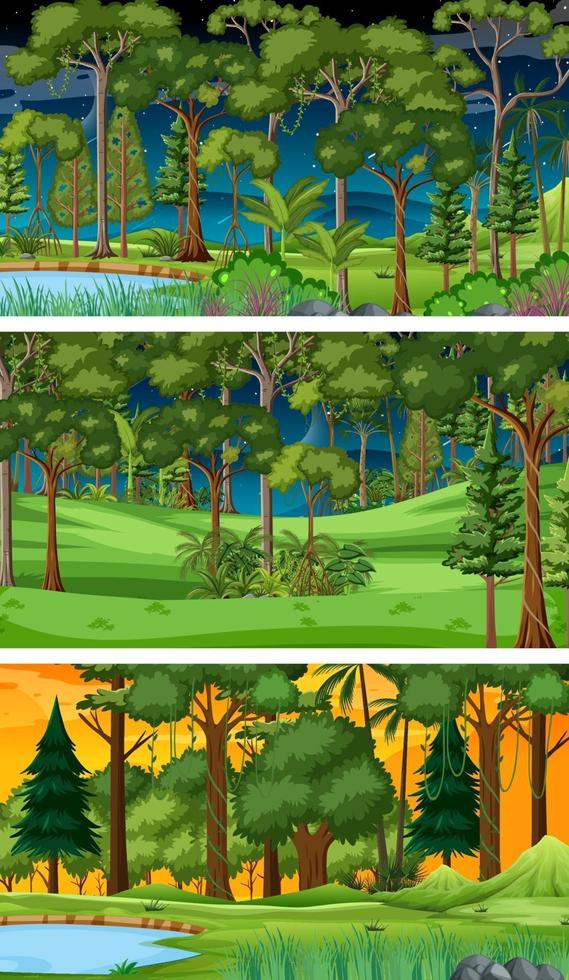 tres escenas horizontales de naturaleza diferente. vector