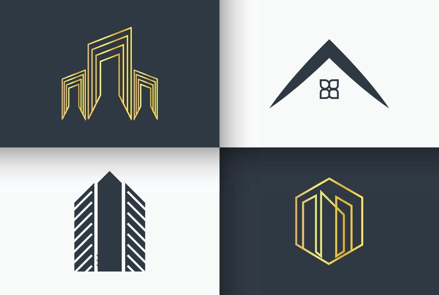 arte de línea minimalista y simple del logotipo de bienes raíces y construcción vector