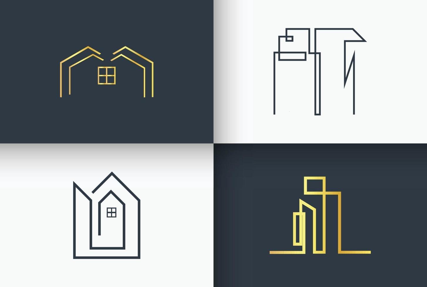 Minimal and simple Real Estate And Construction Logo Line Art vector