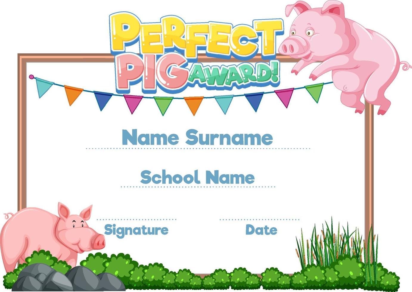 Diploma or certificate template for school kids vector