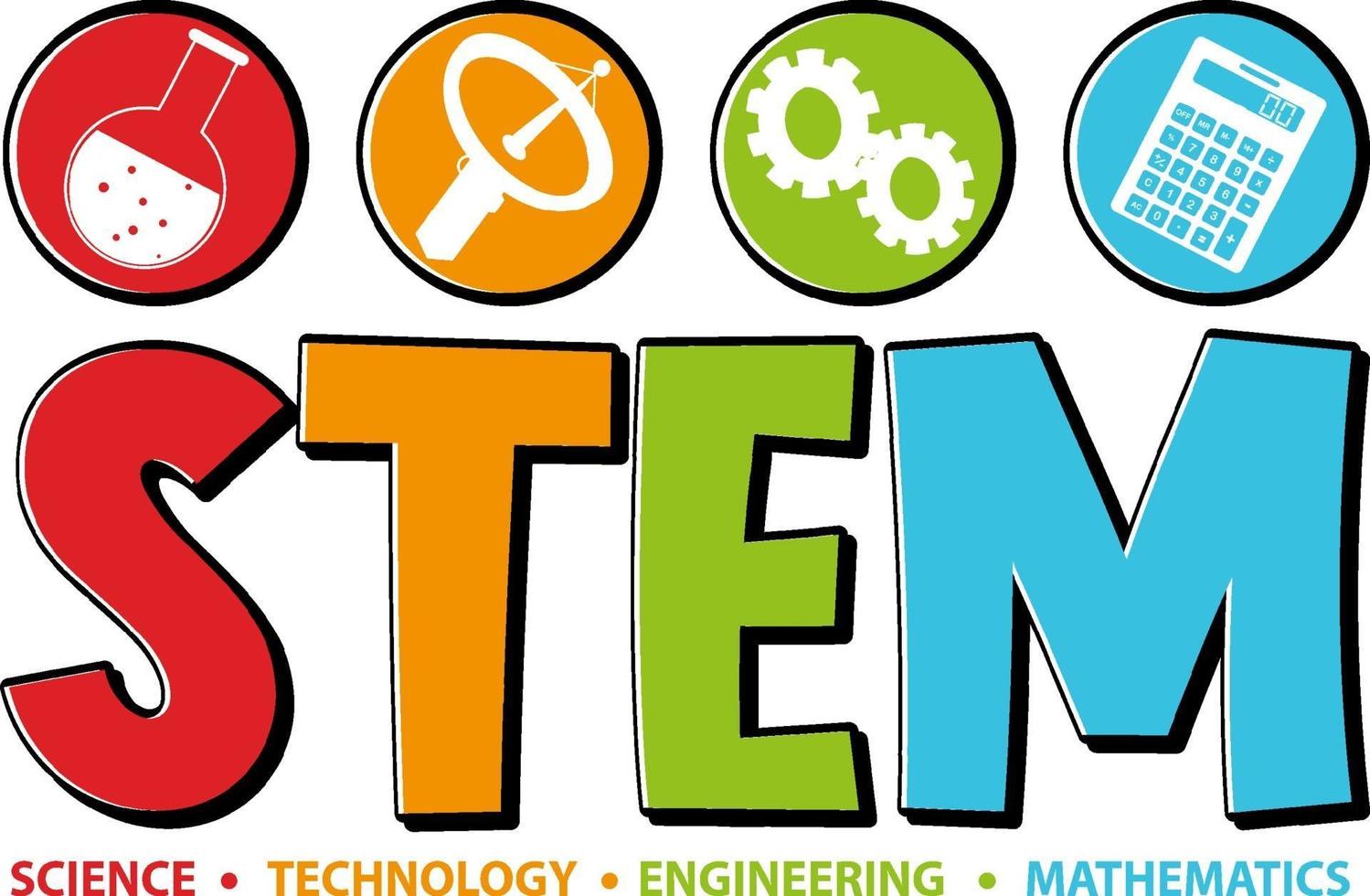 Colourful STEM education text icon vector