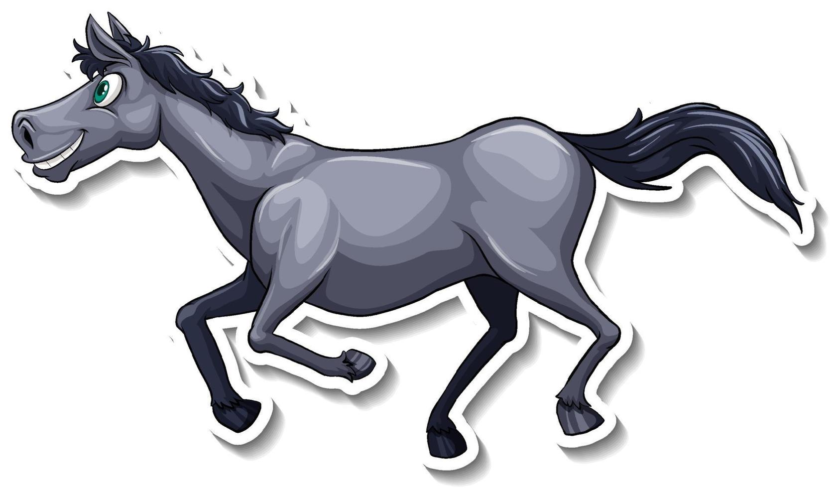 caballo gris corriendo pegatina animal de dibujos animados vector