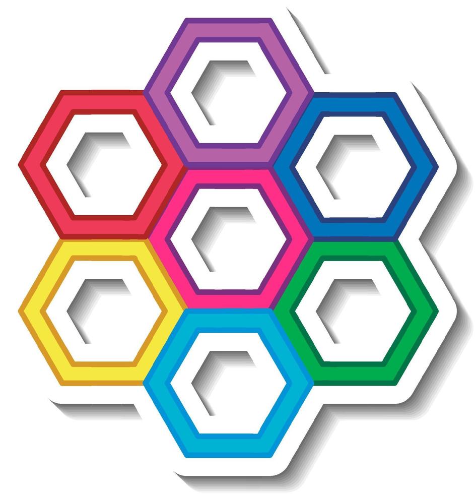 coloridas siete formas hexagonales vector