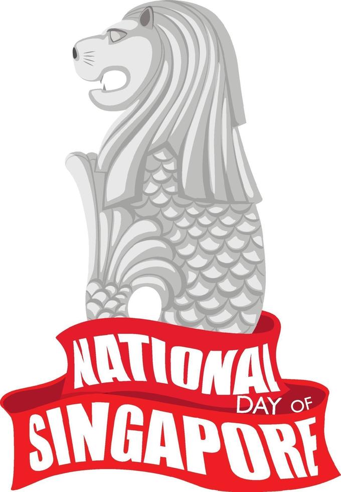 National Day of Singapore banner with Merlion vector