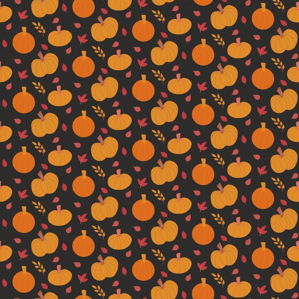 Fondo transparente con calabazas y hojas dibujadas a mano. vector