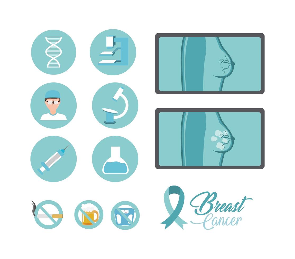 breast cancer illness and diagnosis prevention vector