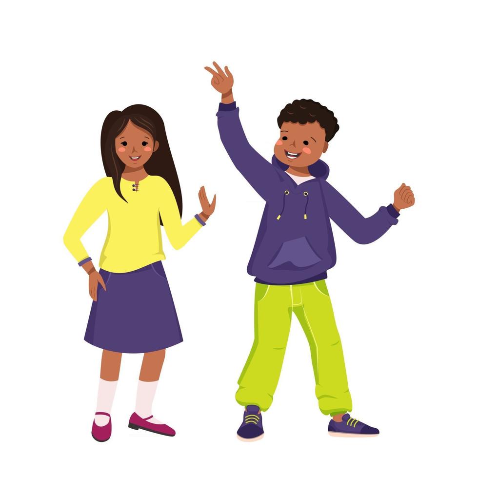 Happy smiling African Americans kids dancing 3046461 Vector Art at Vecteezy