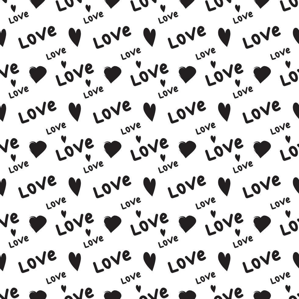 Seamless pattern with hearts and the word love vector