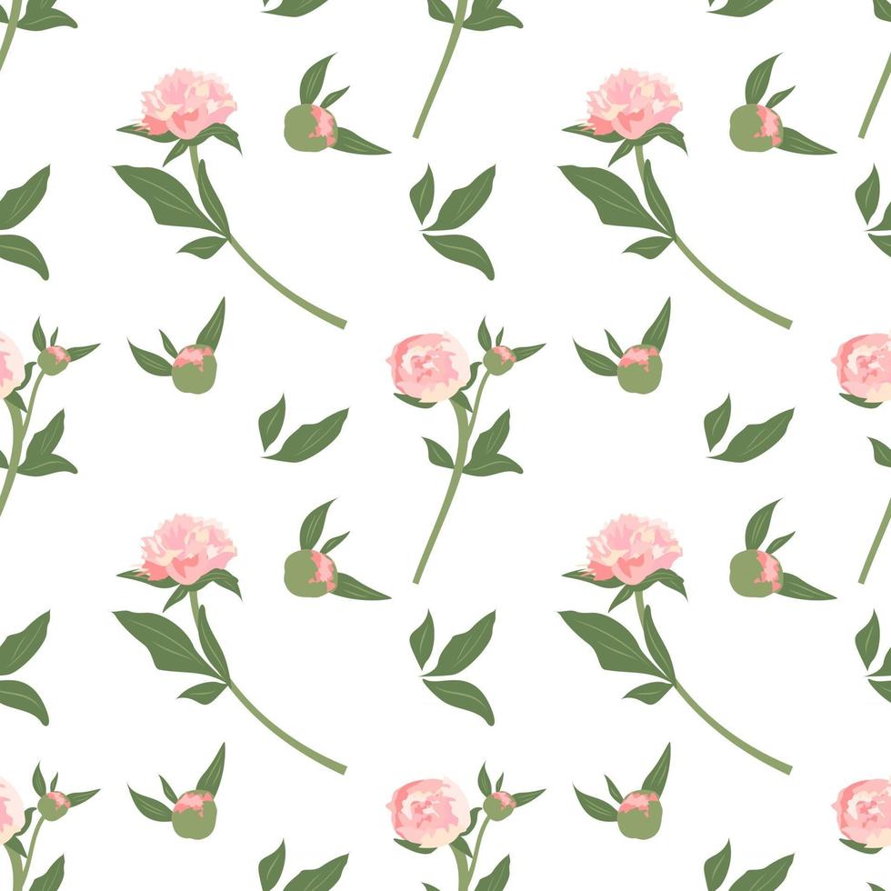 Delicate seamless pattern with flowers peonies vector