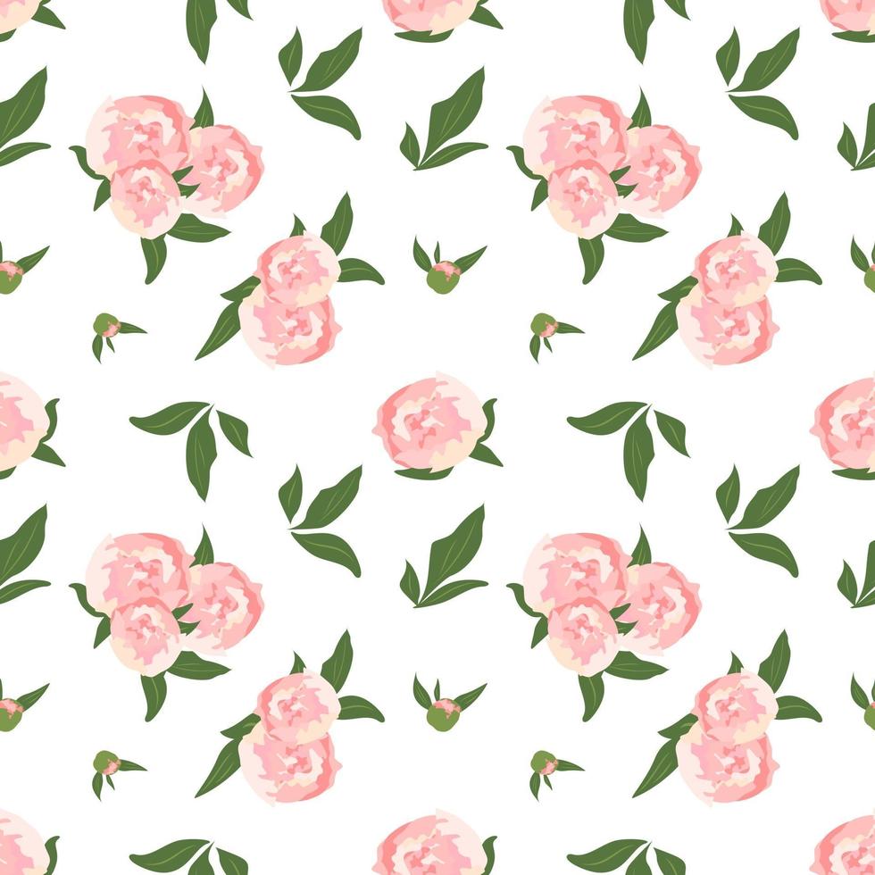 Delicate seamless pattern with flowers peonies vector