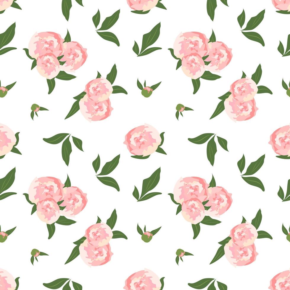 Delicate seamless pattern with flowers peonies vector