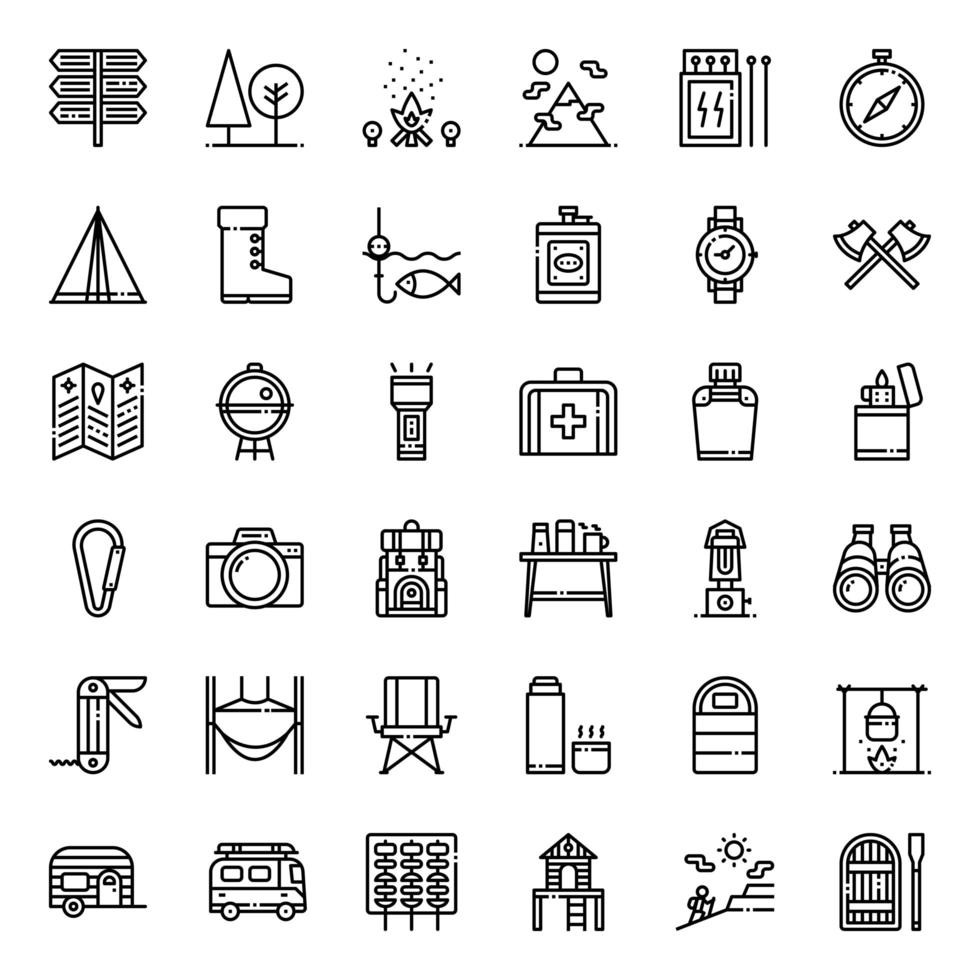 Camping outline icon vector