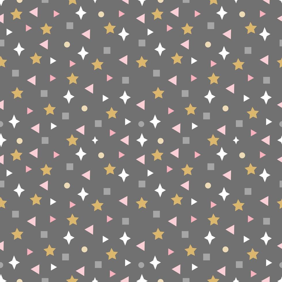 Abstract seamless pattern with squares, stars and other elements vector