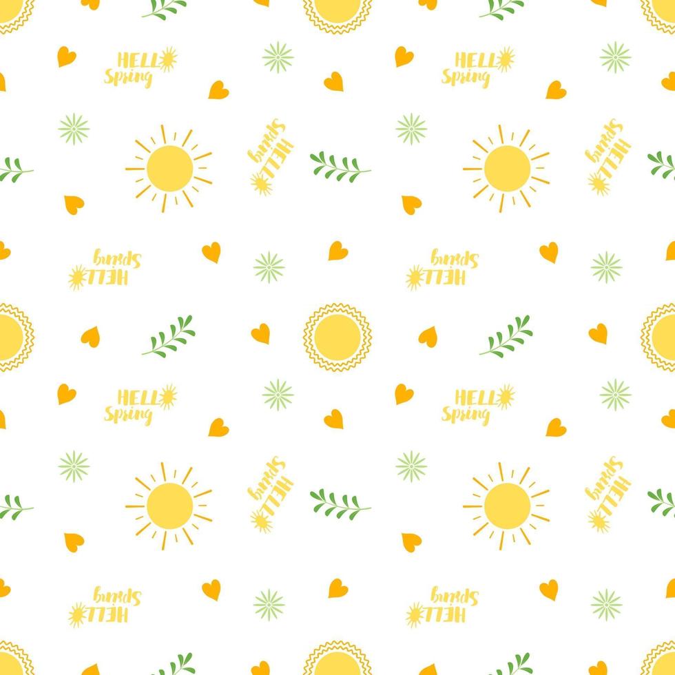 Seamless spring or summer pattern with sun and heart vector
