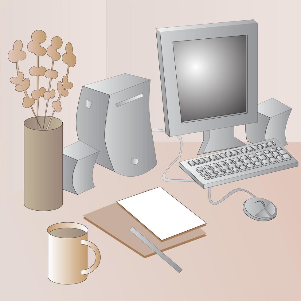 Working Desktop Illustration vector