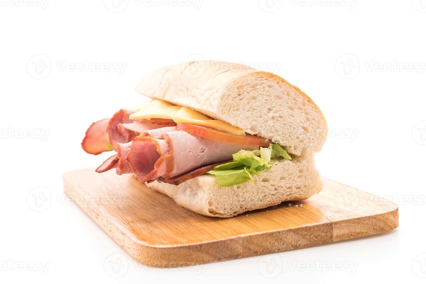 Ham and salad submarine sandwich photo