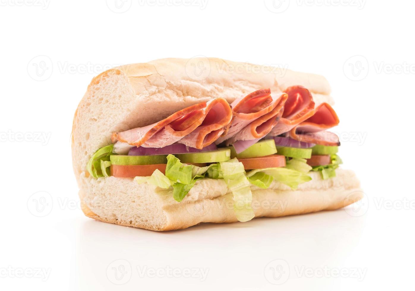 Ham and salad submarine sandwich photo