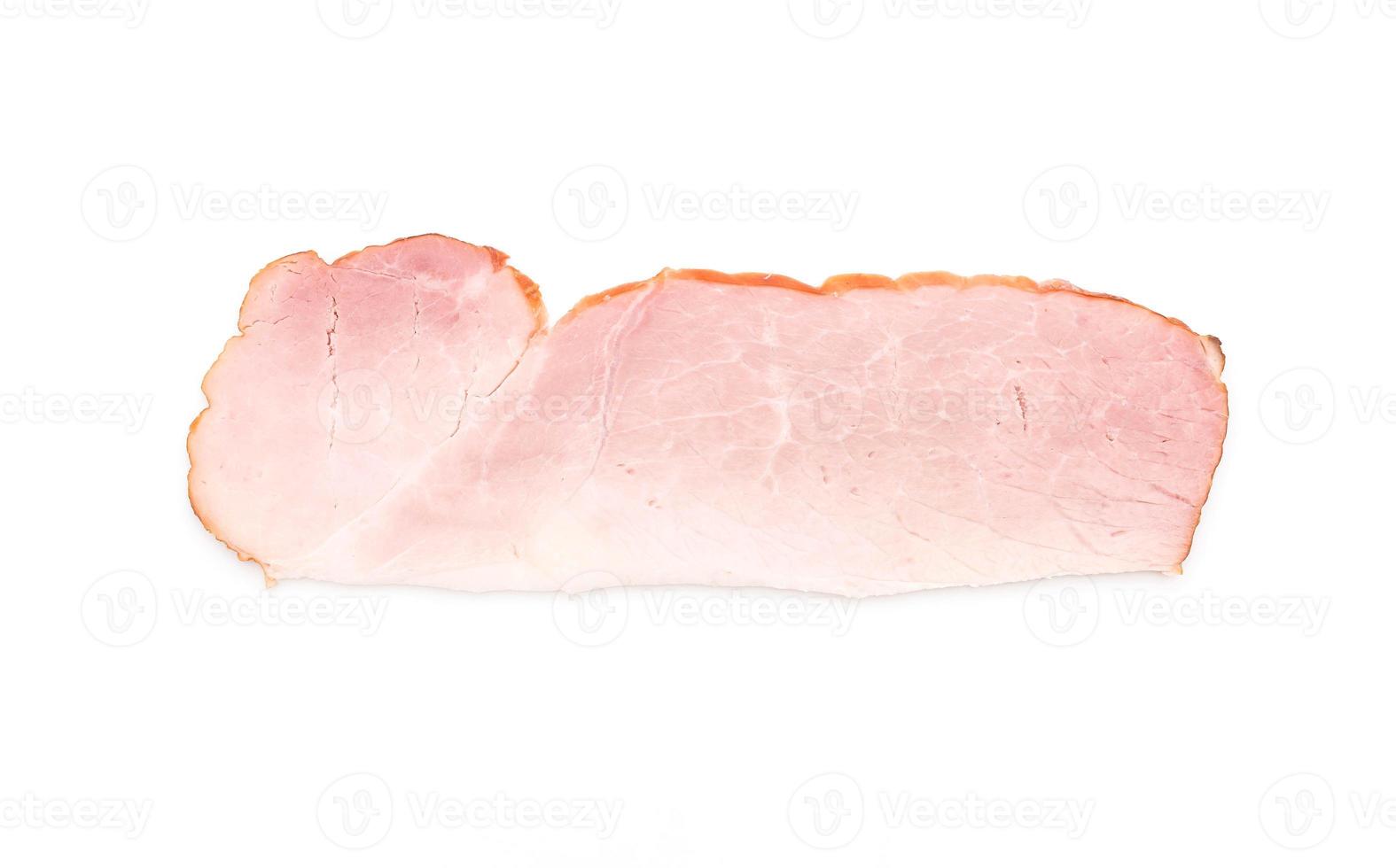 Sliced ham on white background photo