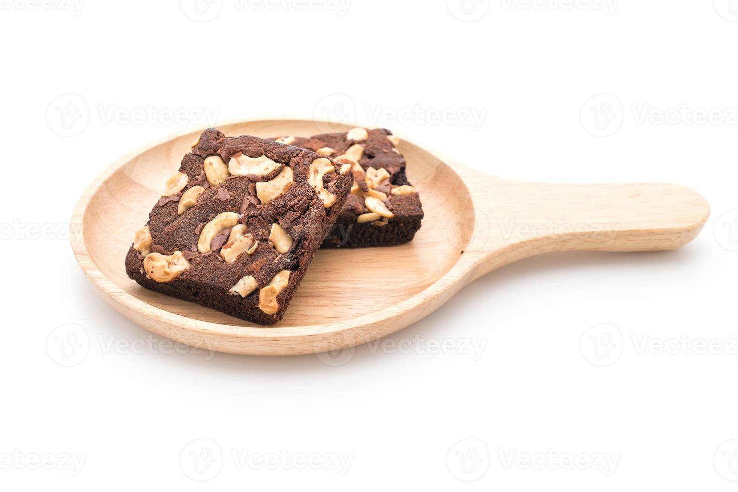 Chocolate brownies on white background photo