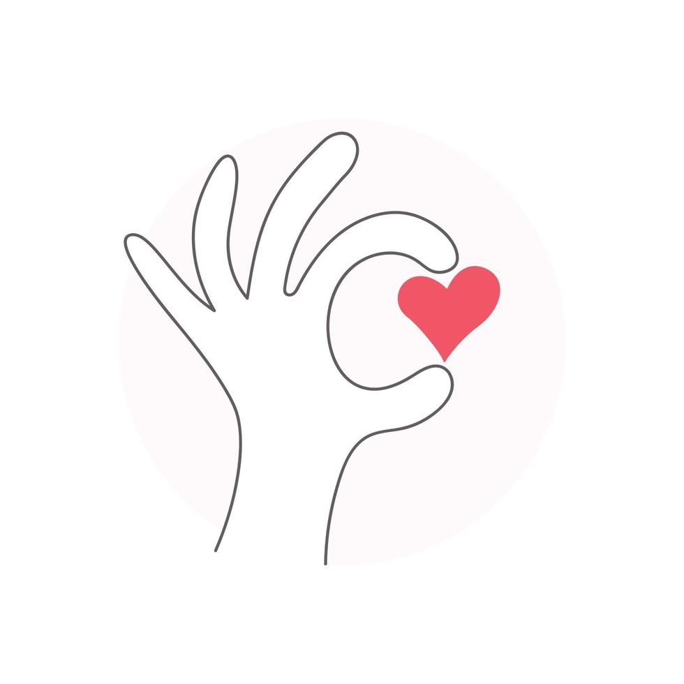 Hand picking up red heart shape vector