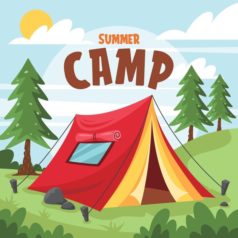 Summer Camp in the Forest Clearing vector