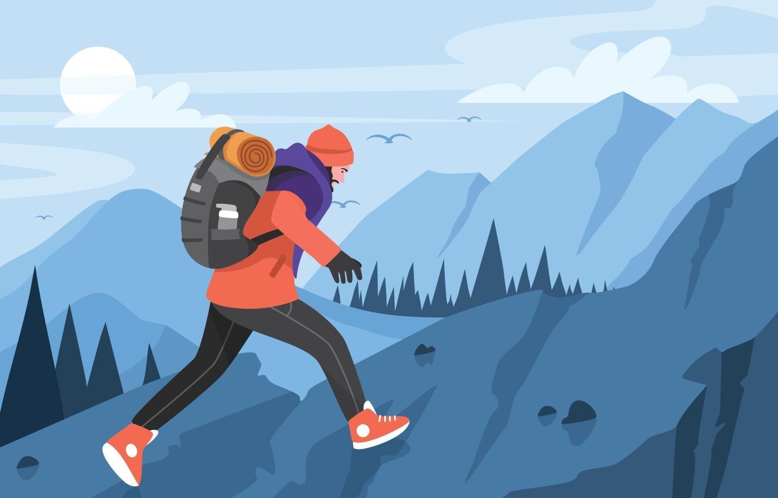 Hiking Mountain Adventure Concept vector