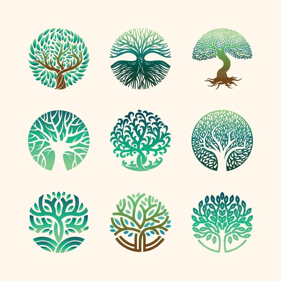 Tree Logo Elements Set vector