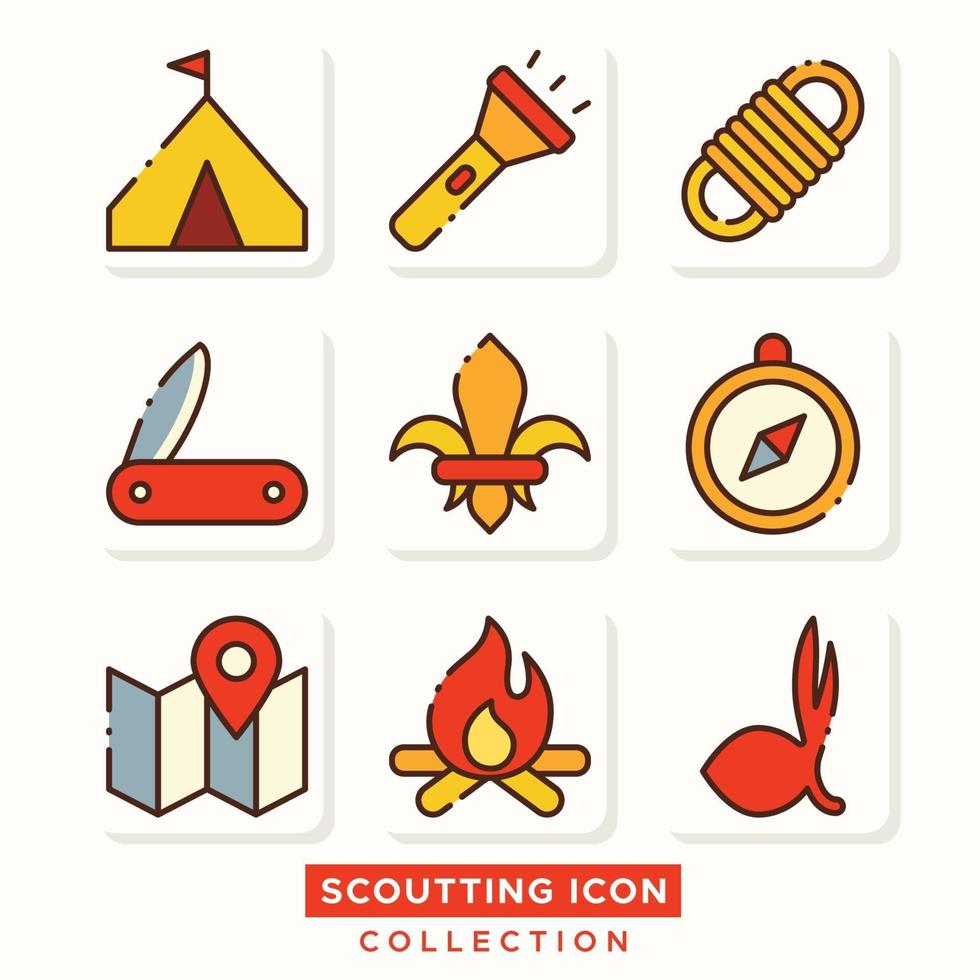 Indonesian Boy Scout Activity Icon Pack Called Pramuka vector