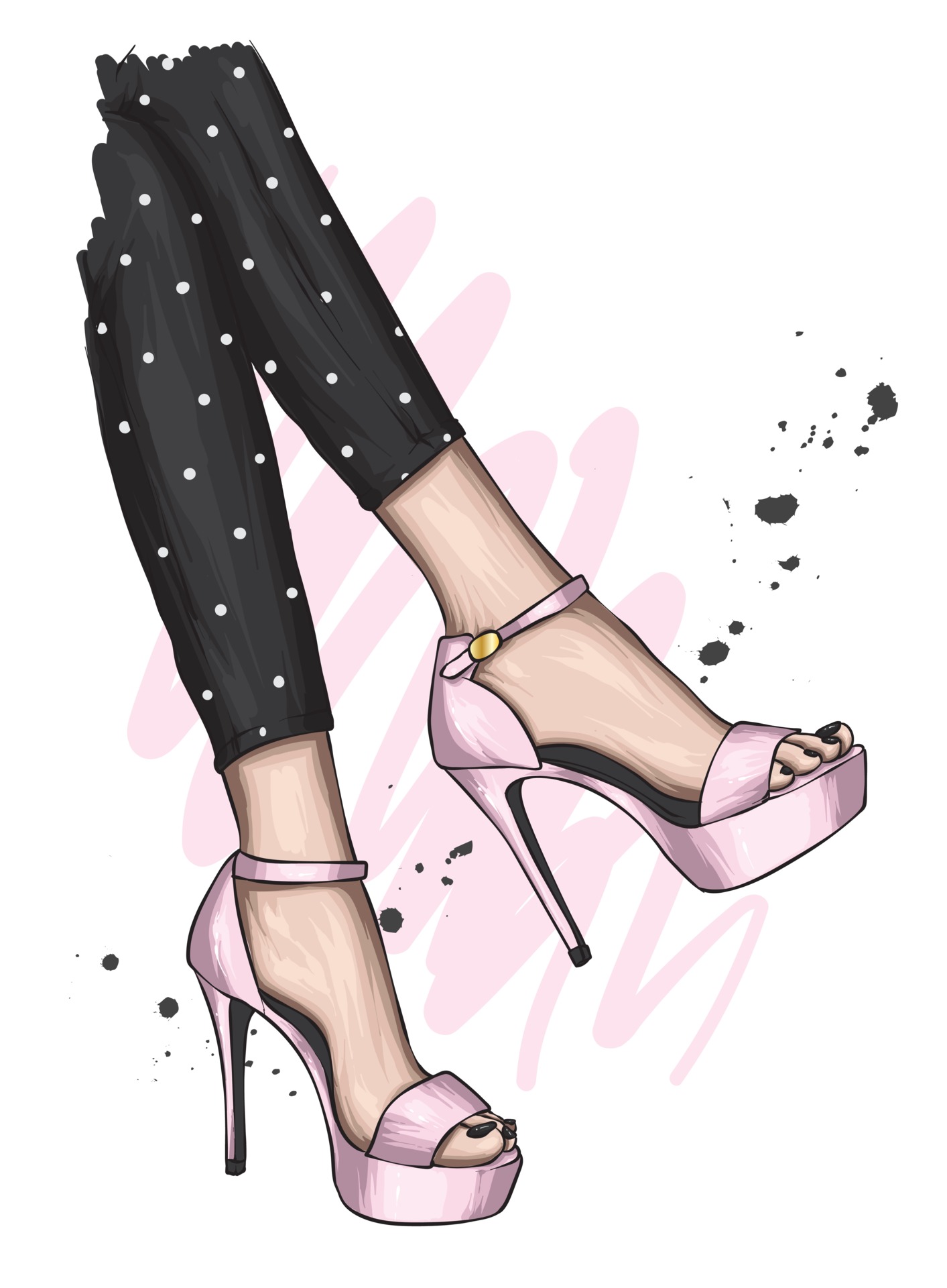 Female feet in stylish high-heeled shoes 3047577 Vector Art at Vecteezy