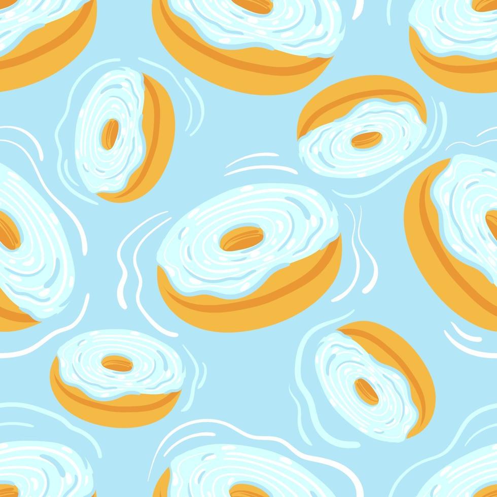 Sweet seamless pastry pattern with glazed donut and sprinkles vector